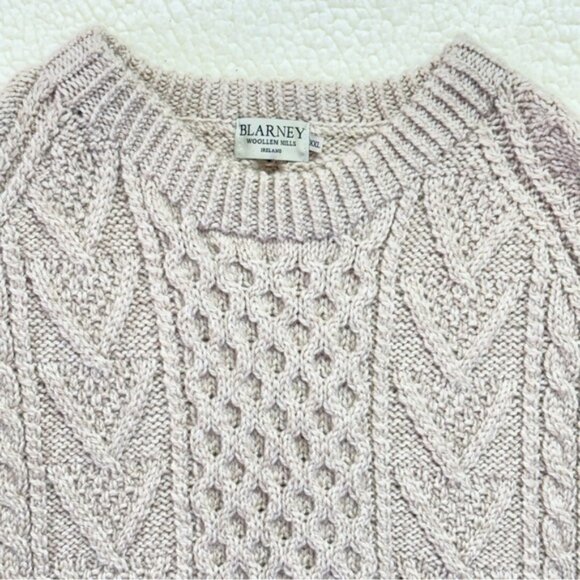 Blarney Woollen Mills Ireland Heavyweight 100% Merino Wool Cable Knit Sweater - Picture 2 of 12